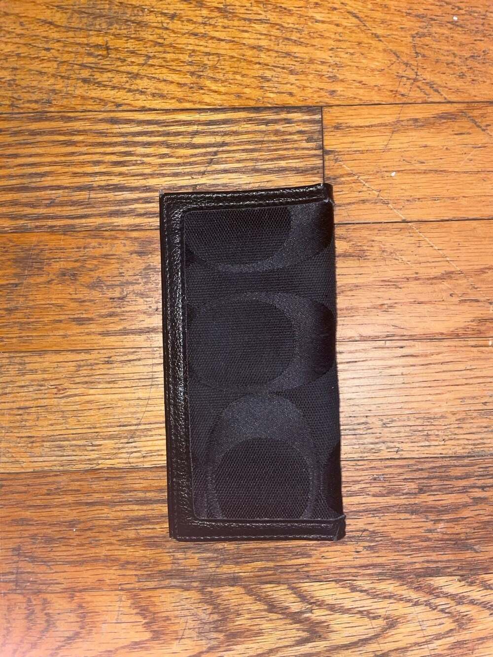 Coach Black Signature C Canvas Checkbook Wallet Holder